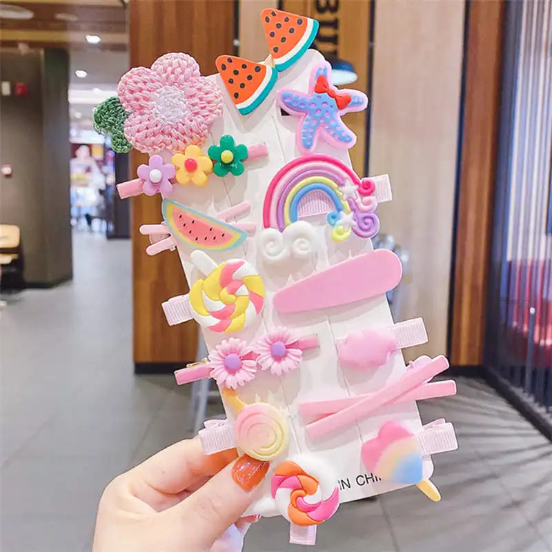 14Pcs Cartoon Baby Hair Clip Set Flower Fruit Baby Girl Barrettes Bangs Hairpins Kids Hair Accessories