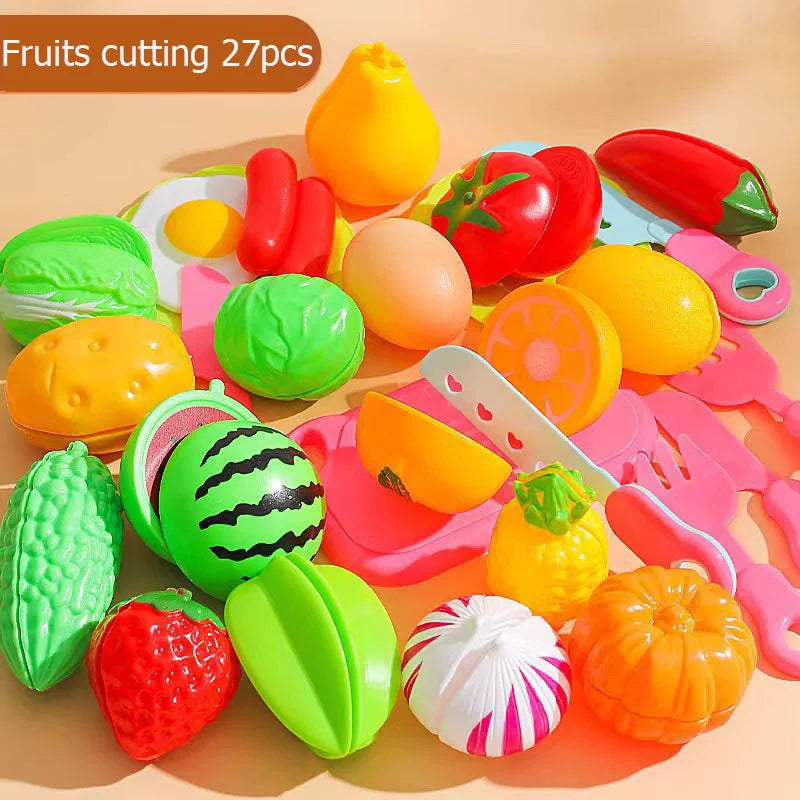 Children Kitchen Toys Simulation Kitchen Toys Set Cookware Fruits Cutting Kitchen Accessories Cooking Toys for Kids Girls Gifts