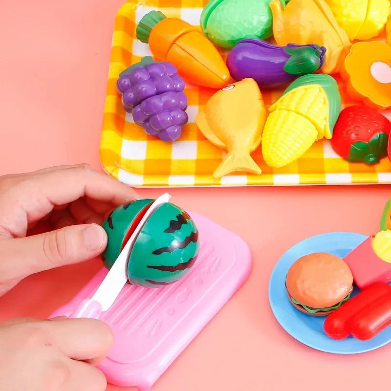 Children Kitchen Toys Simulation Kitchen Toys Set Cookware Fruits Cutting Kitchen Accessories Cooking Toys for Kids Girls Gifts